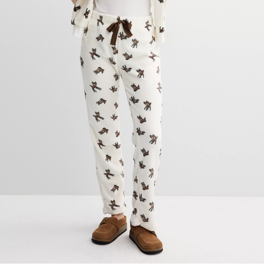 Harper & Ivy "Pajama pants in plush ivory Bambi" NWT